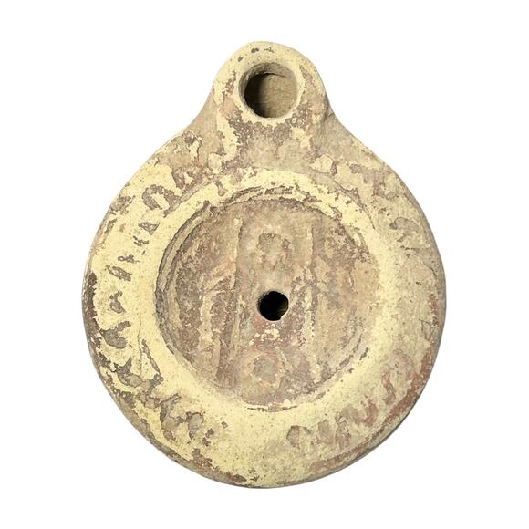 Ancient Antique Roman Terracotta Ceramic Oil Lamp 3 1/8” Reproduction? - Picture 1 of 8